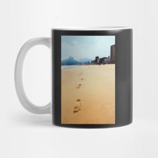 Footprints in Sand on Ipanema Beach in Rio de Janeiro Brazil Mug